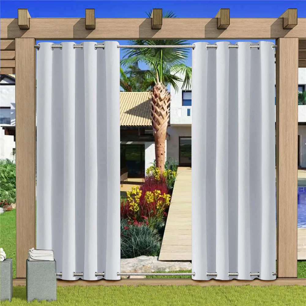 Rideaux D'extérieur Imperméables 3D - Motif Vue Mer, 2 Panneaux 132x213 Cm, Pour Pergola, Terrasse, Cabanon