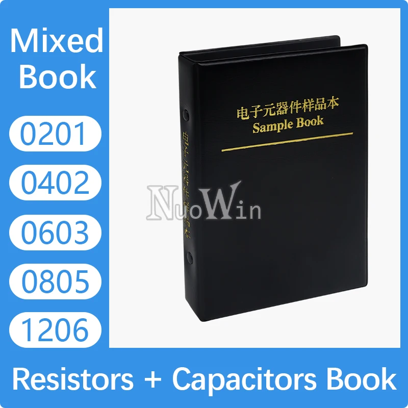 

Capacitor Resistor Mixed Book 0201 0402 0603 0805 1206 1% SMD Chip Resistance 0R-10M Capacitance Assortment Kit Sample Set