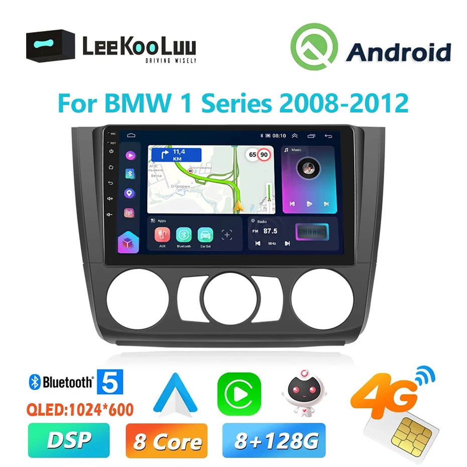 

LeeKooLuu 8G + 128G CarPlay Android Авторадио для BMW 1 серии 2008-2012 Автомобильный мультимедийный видеоплеер 2Din Авторадио 4G GPS стерео