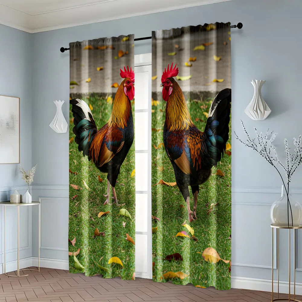 2pcs, Party Curtain Rooster Garden Blackout Polyester Birthday Party Suitable for Holiday Decorations bedroom decor 6