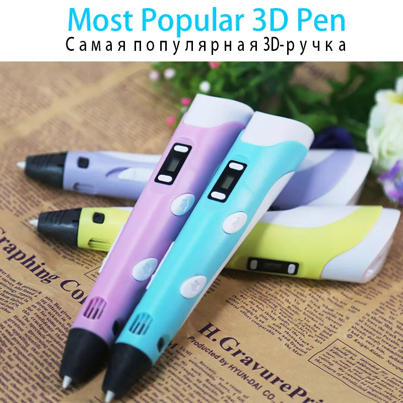 3D Pens For Kids 3D Print Pen 3 d Drawing Pen with LCD Screen and PLA Filament，Parent-Child For DIY Toys Christmas Birthday Gift