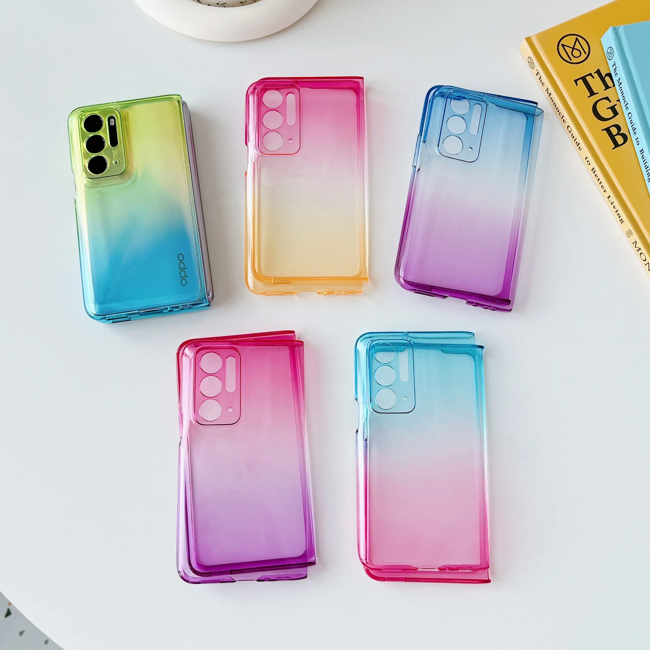 Trova N2 Funda Case Per Oppo Find N2 Find N Cover Protettiva Antiurto Per Pc Rigido Sfumato Trasparente