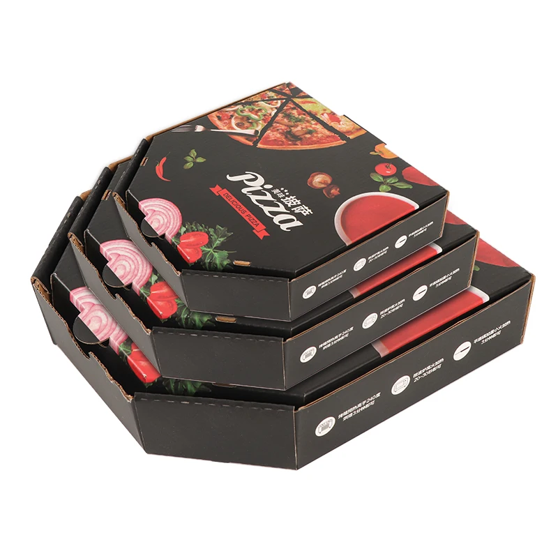 

Customized productCorrugated paper custom printed hexagonal Depth B-Flute 7"-16" inch pizza box pizza box