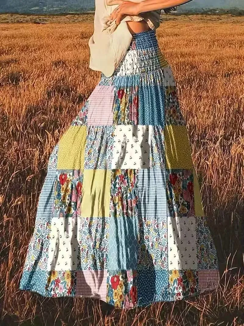 Plataz Flowers Retro Pastoral Set 2025 Spring New Round-Neck Sleeveless Top High Waist Short Skirt main image 1
