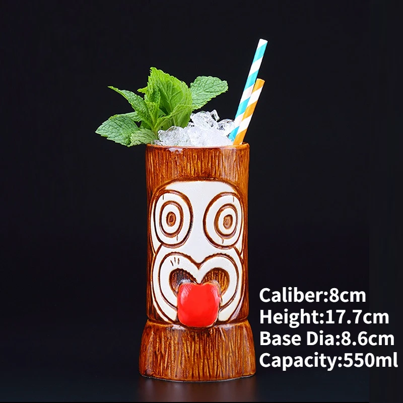 Hawaiian Ceramic Tiki Mug - Creative Cocktail Cup and Halloween Bar Gift