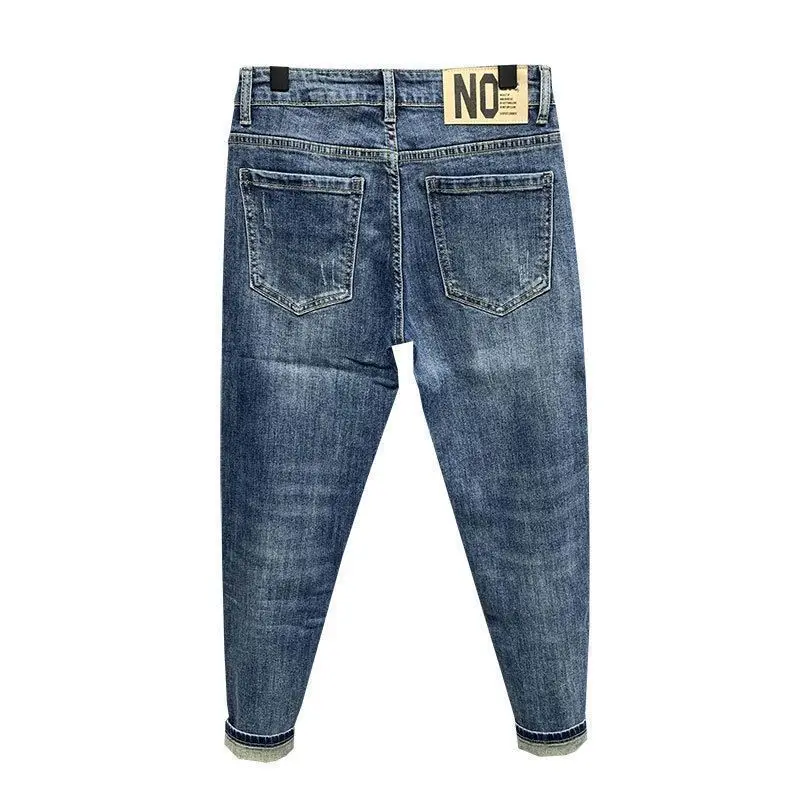 High Quality Fashion Luxury Harajuku Spring and Autumn Casual Blue Slim Jeans for Men New Pencil Pants Design 2024 Denim Jeans 4