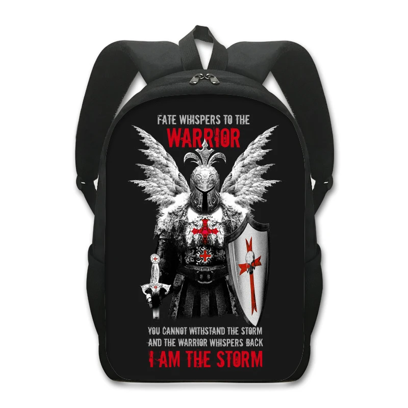 Knights Templar Print Backpack for Teeanger Boys Girls Rucksack Children School Bags Distressed Cross Men Travel Bag Bookbag