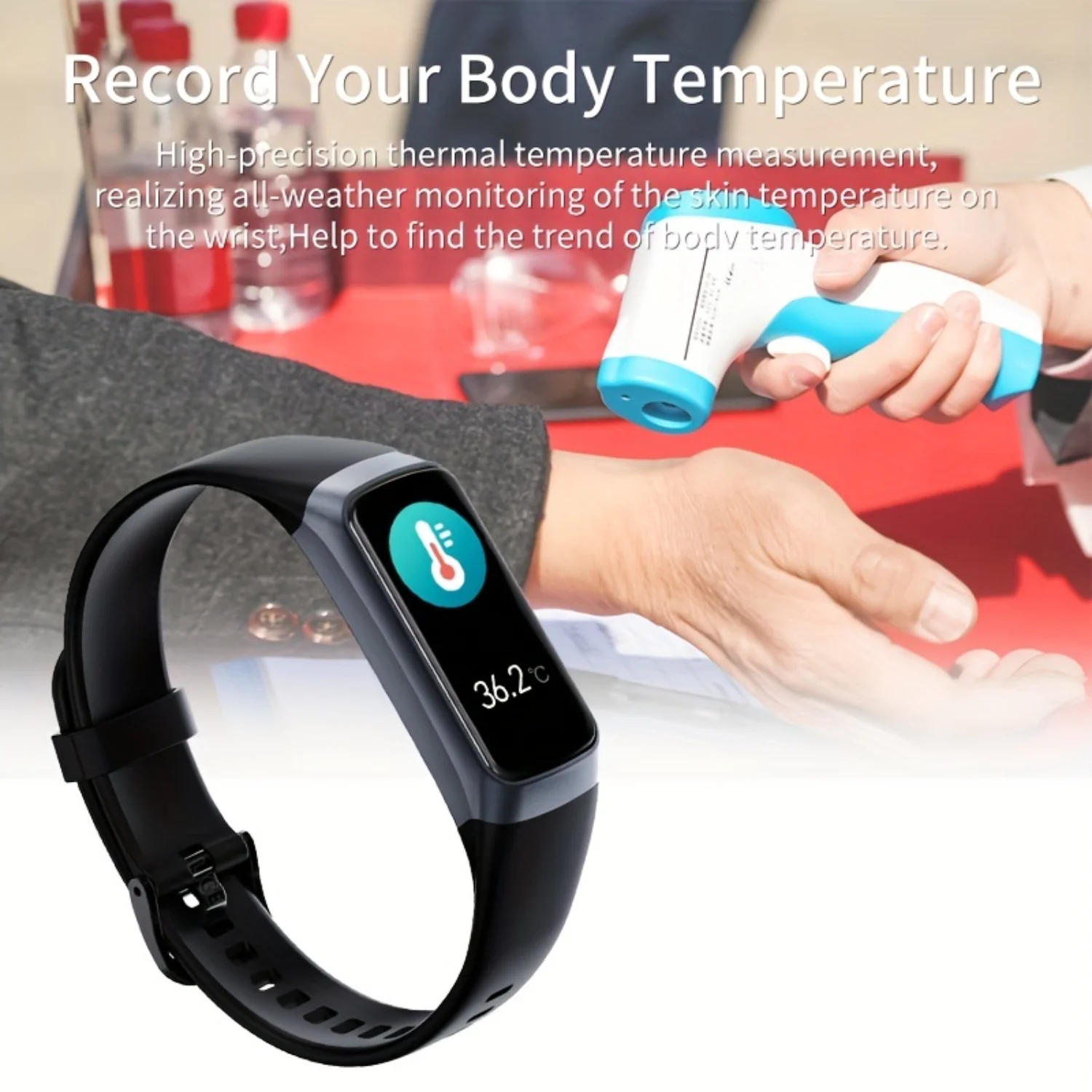 Fitness Smart Watch With Silicone Band, Waterproof Touch Screen Sports Smart Watch