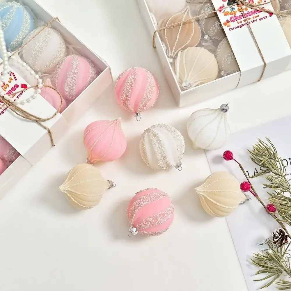 12pcs 6cm Christmas Hanging Balls Irregular Macaron Xmas Velvet Balls Plastic Flocking Shatterproof Christmas Tree Ornaments