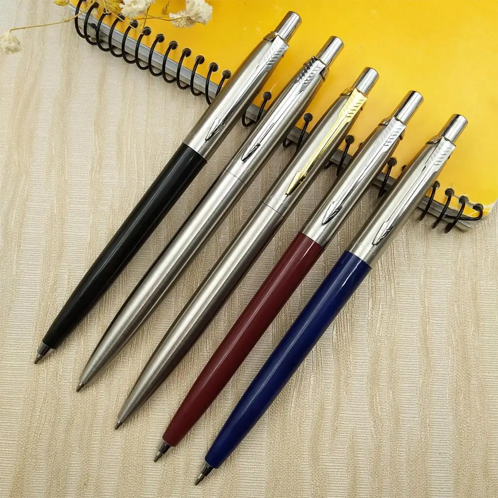 Metal Ballpoint Pen Commercial Press Style Commercial Gift Pens For School Office Core Solventborne Automatic Ball Pen Black Ink jinhao1000 dragon clip 0 7mm rollerball pen medium point black ink silver gold black metal gift ballpoint pens office supplies