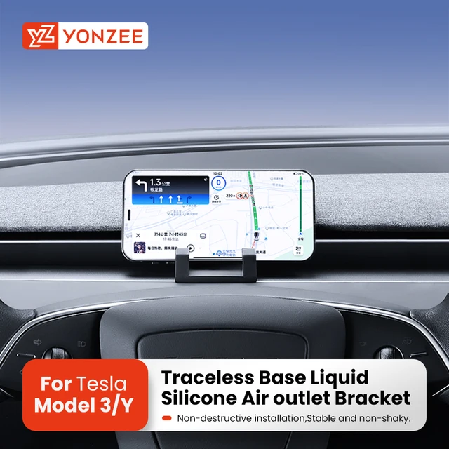 YZ For Tesla Model 3/Y Highland Juniper Traceless Phone Holder Air Vent Car Mount Hands Free Cell Phone Automobile Clamp Cradles