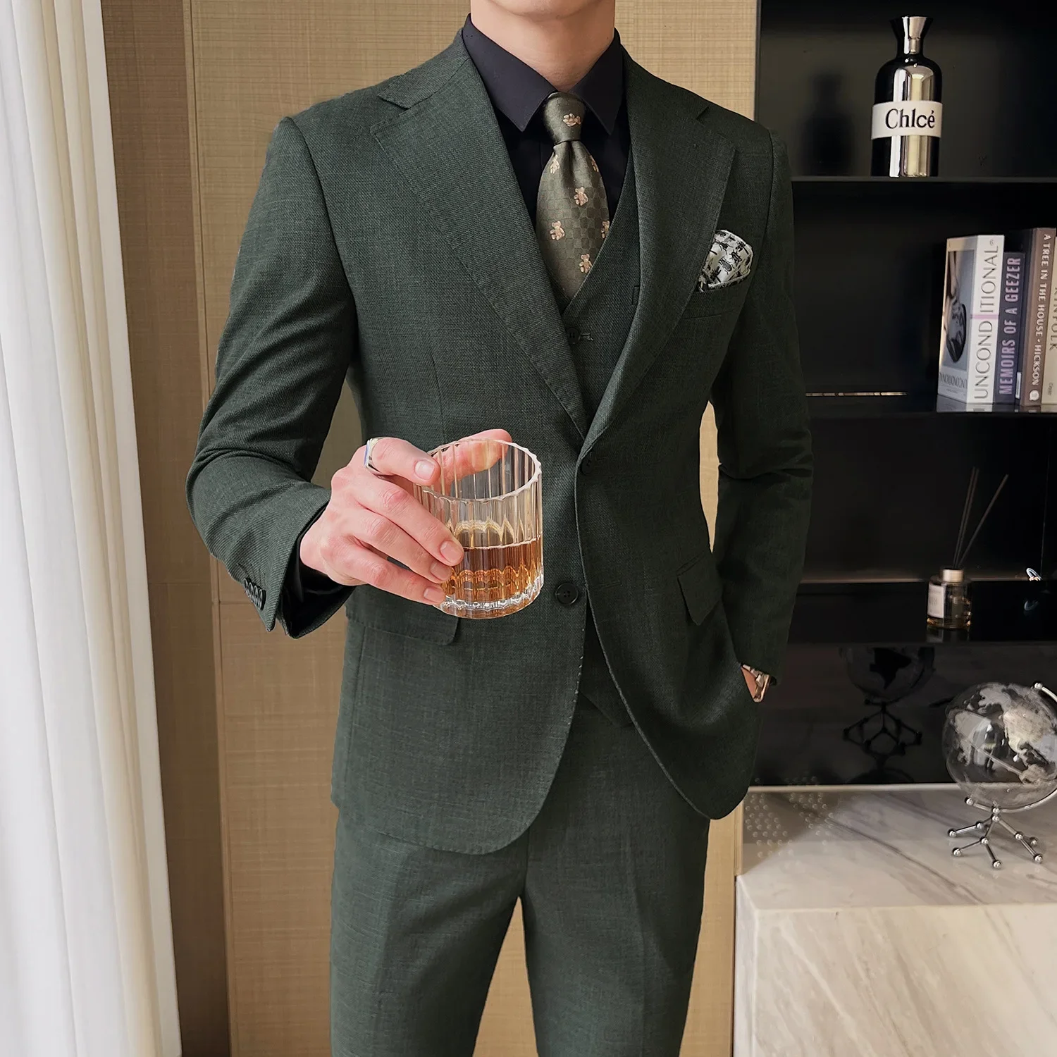 Men's Slimming Western-Style Suit Jacket Casual Professional Spring Summer Three-Piece Set For Business