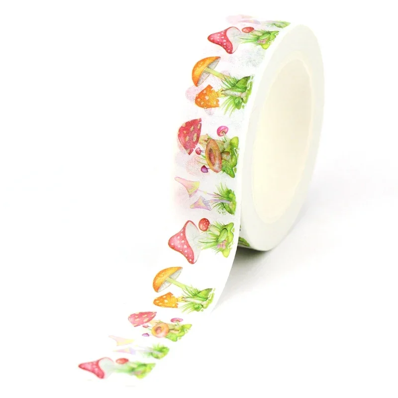 새로운 1PC. 10M 장식 귀여운 버섯 컬렉션 마스킹 페이퍼 Washi 테이프 스크랩북 스티커 세트 저널링 Papeleria
