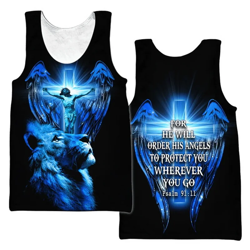 

Summer Harajuku 3D The God Of Jesus Printed Tank Top Christian Belief Totem Graphic Tank Tops Men Cool Fashion Clothing Vest Top