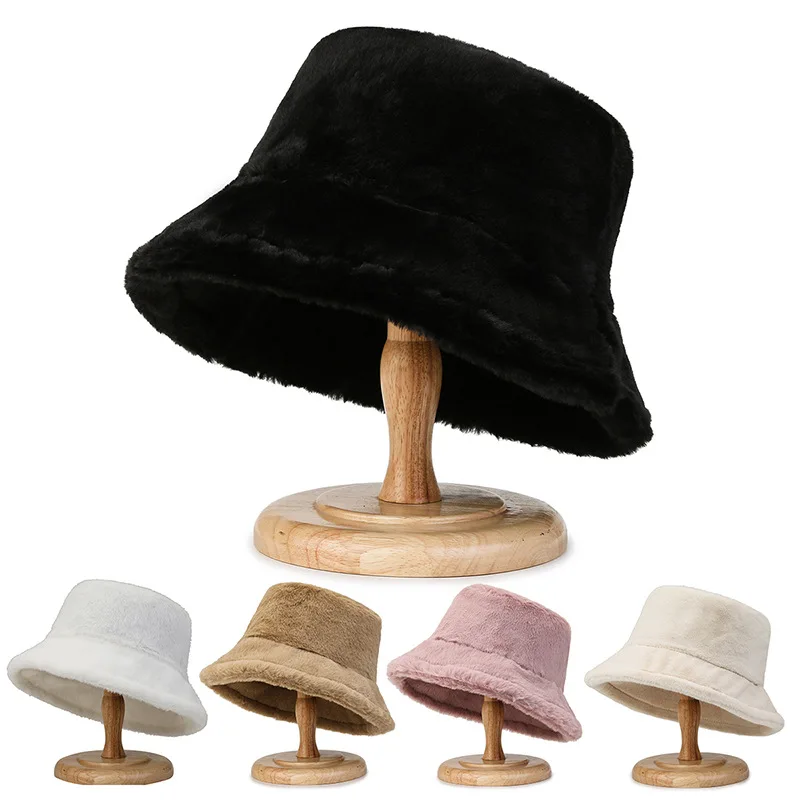 

2022 New Unisex Warm Thick Bucket Hats Cool Panama Lady Autumn Winter Outdoor Solid Color Fisherman Cap Hat For Women