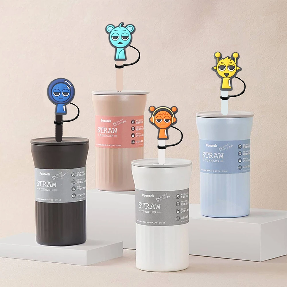 재사용 가능한 마시는 먼지 캡 Glas 컵 액세서리, 밀짚 토퍼 10mm 실리콘 밀짚 커버에 대한 뜨거운 Sprunki 플러시 밀짚 커버 캡
