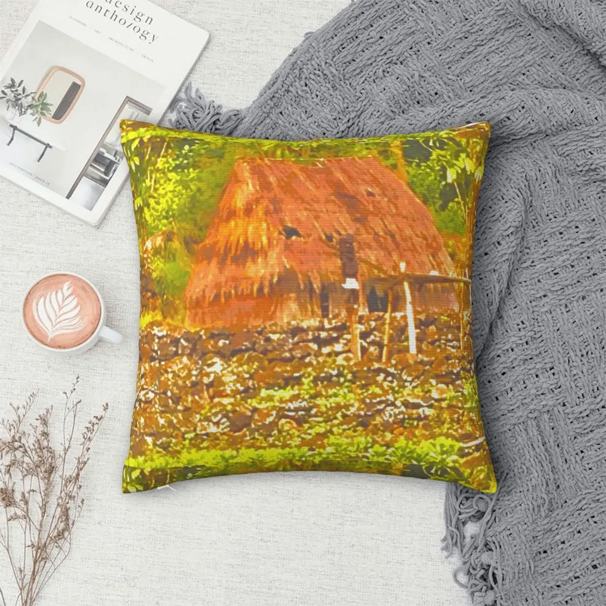 

Tropical Hut Pillowcase Polyester Pillows Cover Cushion Comfort Throw Pillow Sofa Decorative Cushions Used for Home Bedroom Sofa