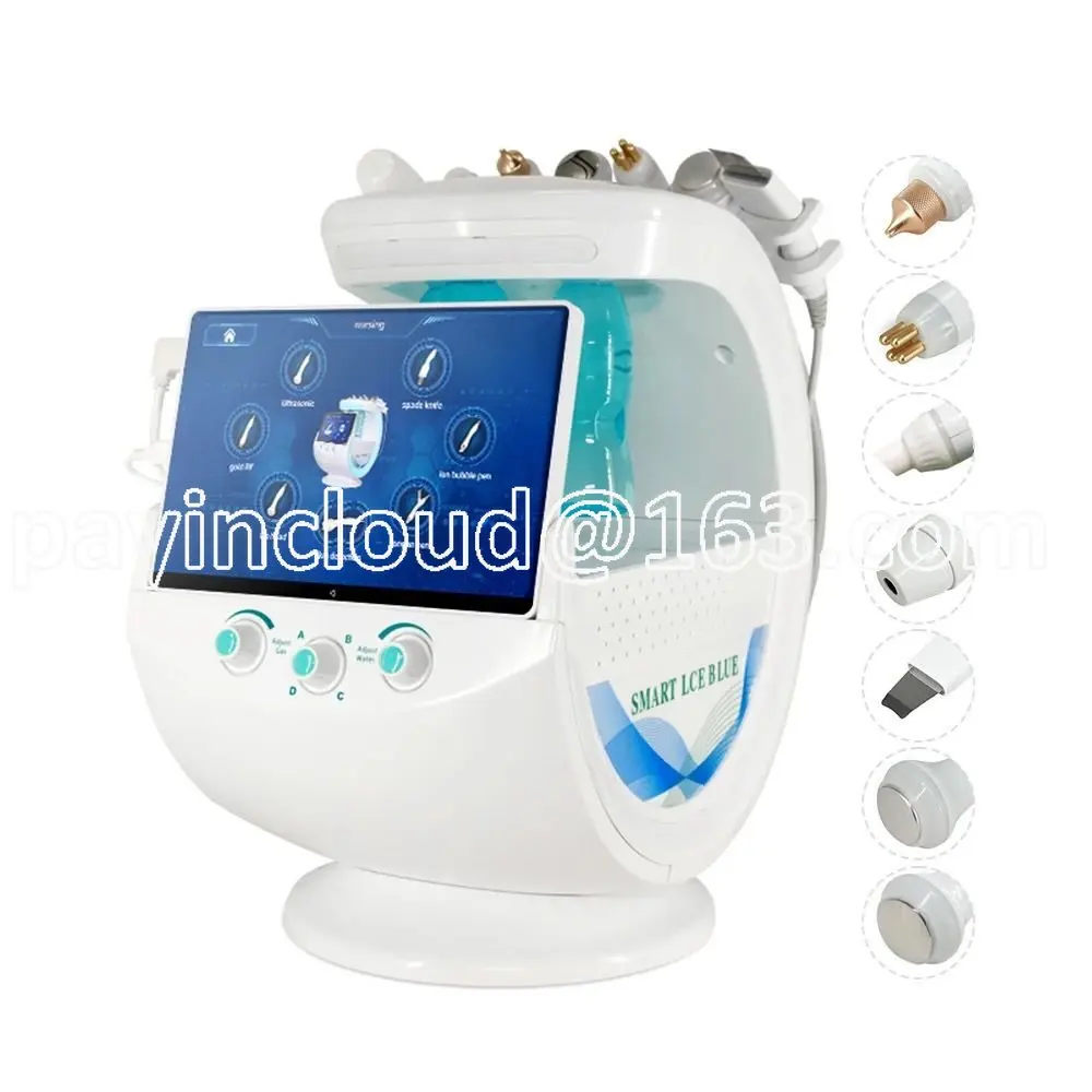 

7 in 1 Intelligent ice blue skin care beauty machine with skin analyzer deep cleansing anti-aging oxygen jet peeling