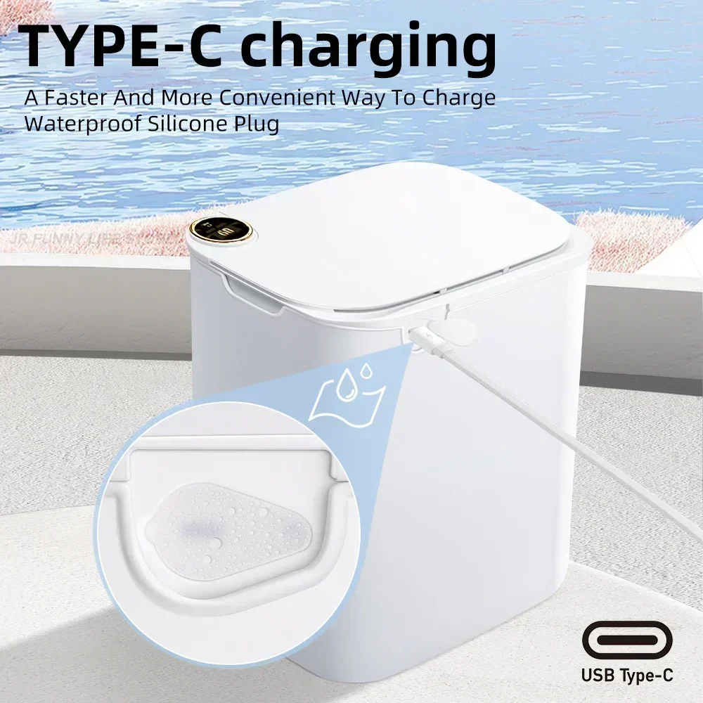 desktop trash can trash can 18L Smart Sensor Trash Bin Smart Sensing Trash Can Display Type-C Recharging Automatic Wastebin Kitchen Toilet Wastebasket