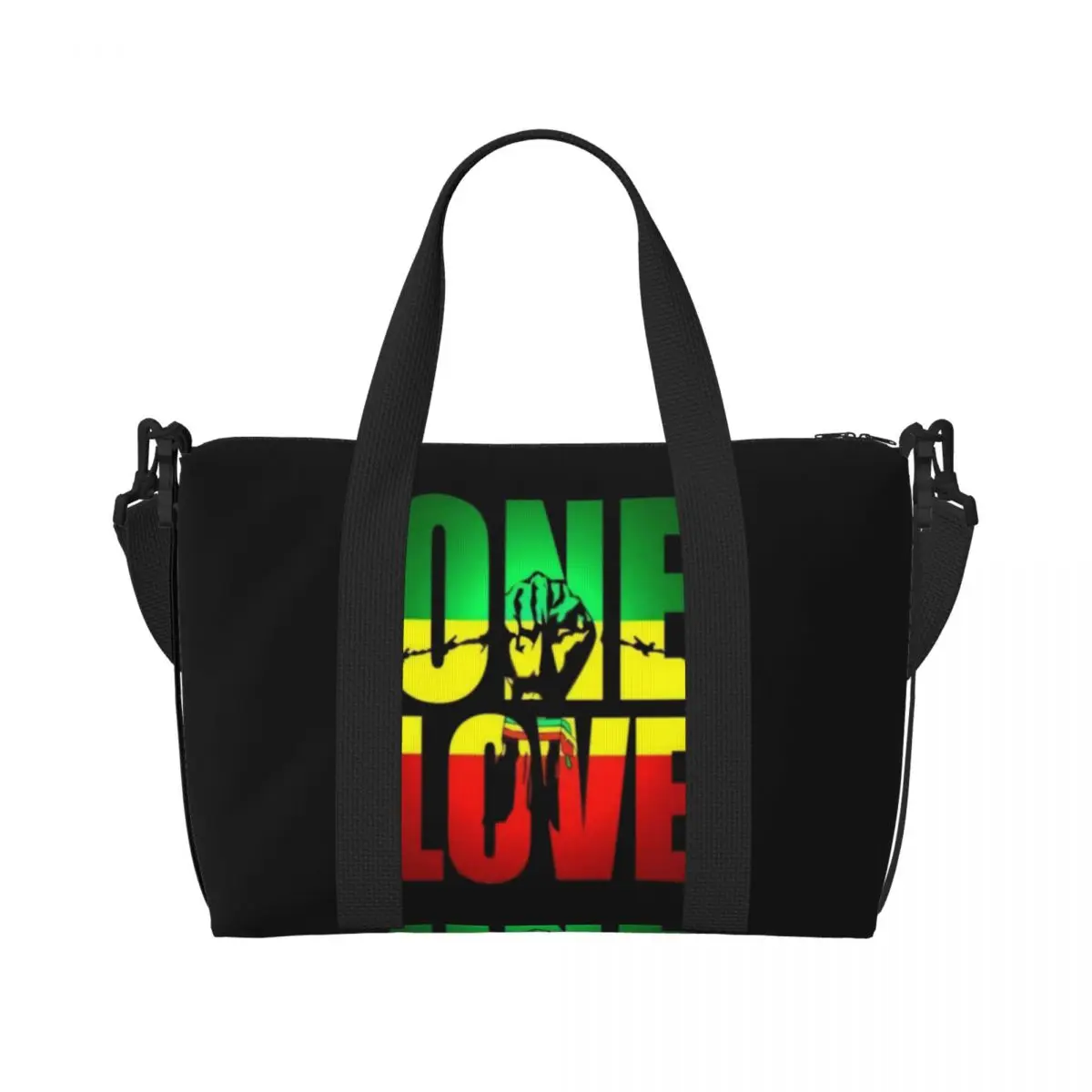 One Love Jamaica Reggae Tote Bag Women Large Capacity Gym Beach Shoulder Travel Bag
