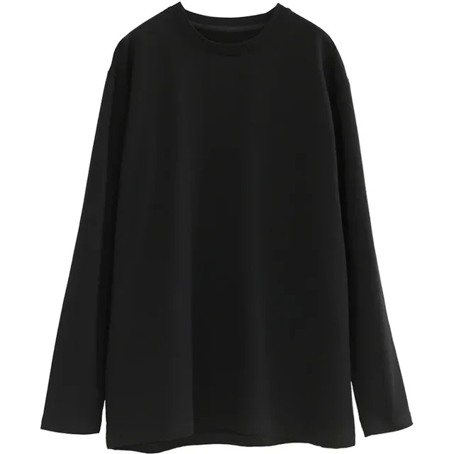 CHIC VEN-Camiseta holgada de manga larga para mujer, Top básico de cuello redondo, camisa de fondo, camiseta informal para mujer, Color sólido, primavera y otoño - Imagen 5