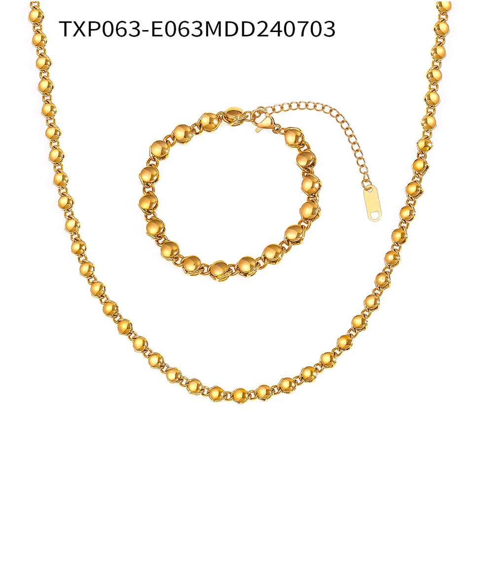 Modernes Rundes Kupfer-Ketten Armband-Halsketten-Set für Damen Neue Vergoldete Luxus-Schmuckstücke Wasserfeste Accessoires Großhandel – Detail 4