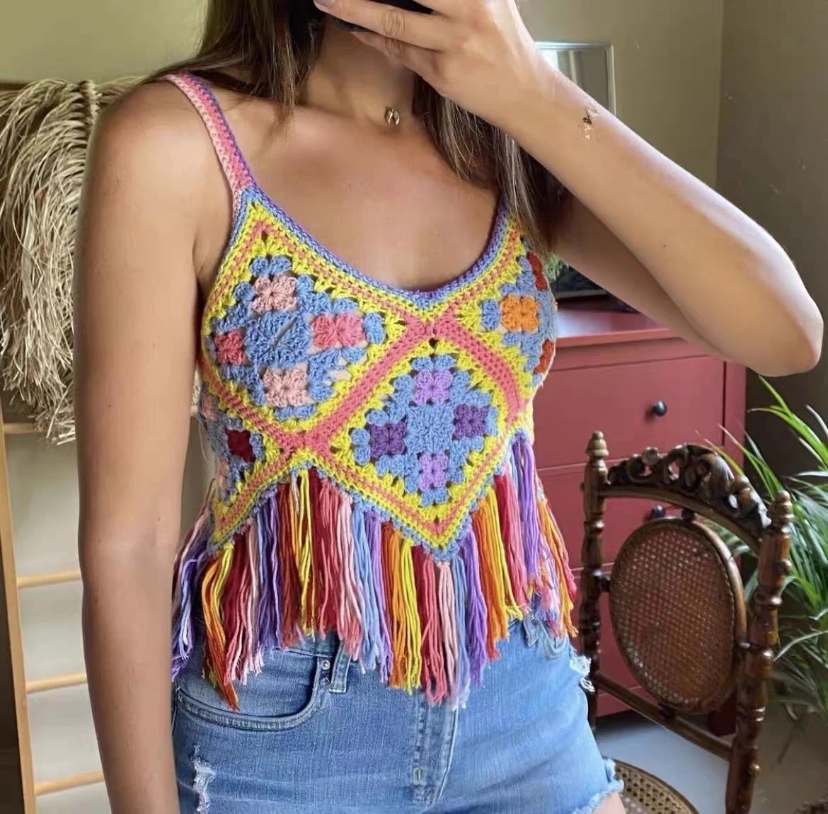 

Винтажные трикотажные рандомные Топы TEELYNN, пляжные повседневные Макси-рубашки с открытой спиной, летние шикарные короткие клетчатые блузки 2022