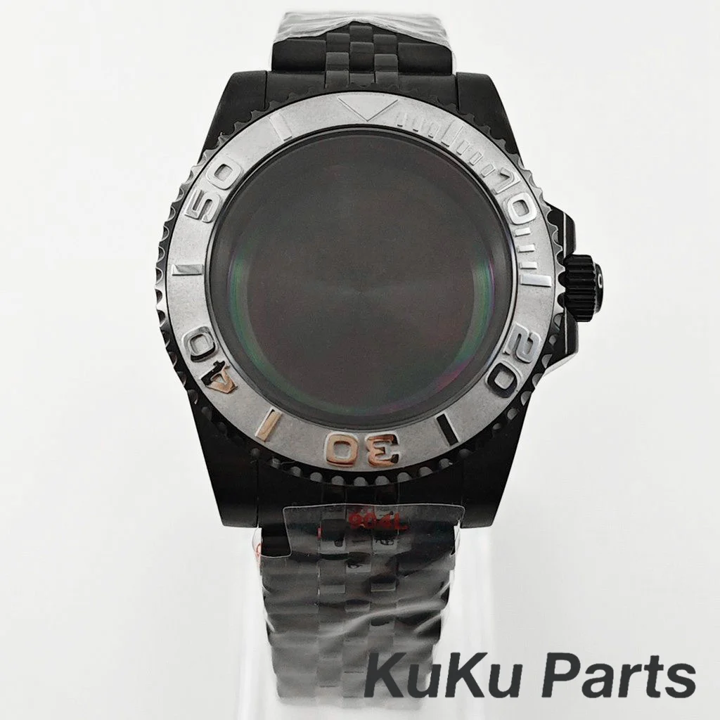 Black Purple GMT Bezel Watch Case with PVD Black Jubilee Bracelet and Sapphire Crystal
