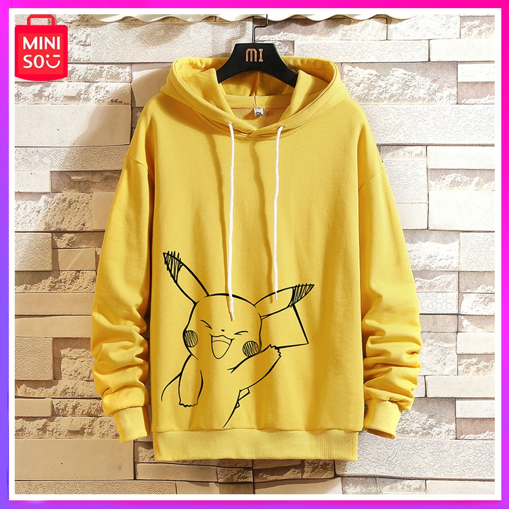 

Miniso 2023 Pokemon Hoodie Men Winter New Explosive Pikachu Coat Loose Fashion Top Christmas Clothing Soft and Comfortable