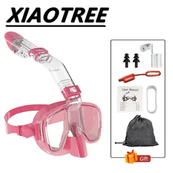 Foldable Anti-Fog Snorkeling & Diving Mask Set with Full Dry Top System and Camera Mount - L/XL (Pink)