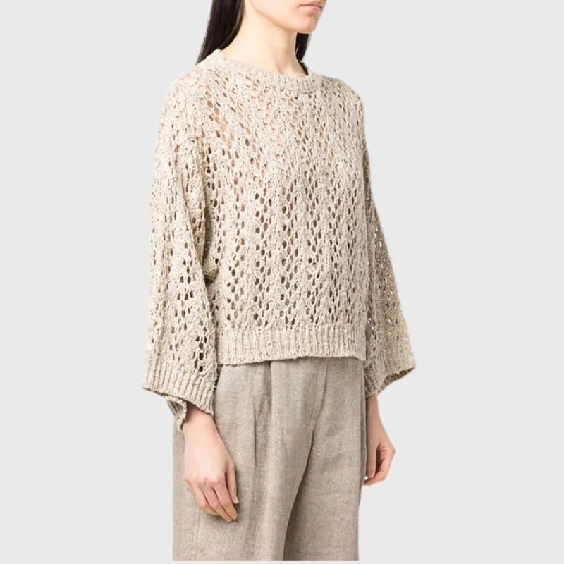 

Женский Повседневный свободный свитер, Элегантный дизайнерский подиумный топ с круглым вырезом и длинным рукавом, 2023