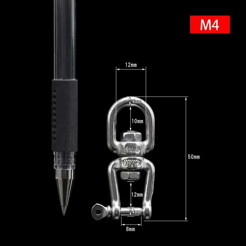 8-Shape 304# Stainless Steel Rotating Ring Wire Rope Connect Shackle Fast Unloading Hook Hasps Connecting Buckle Size M4 to M22 connector adapter buckle clamp