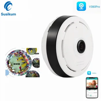 V380 Pro 3MP WIFI 360 Degree Camera Panoramic Fisheye Lens CCTV Smart Home Indoor Wireless Camera Security Protection