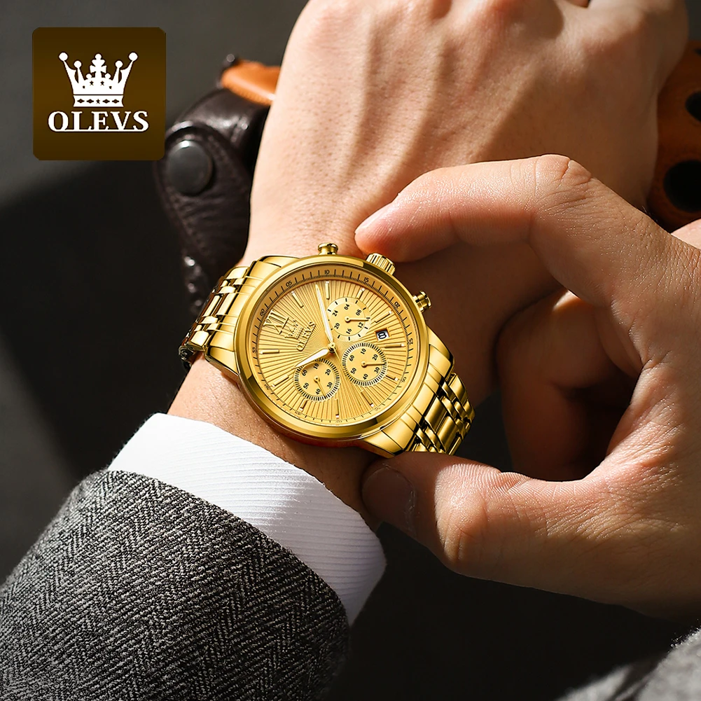 OLEVS Luxury Brand Men's Watches Waterproof Calendar Quartz Watch Luminous Original Certification Male Wristwatch Chronograph