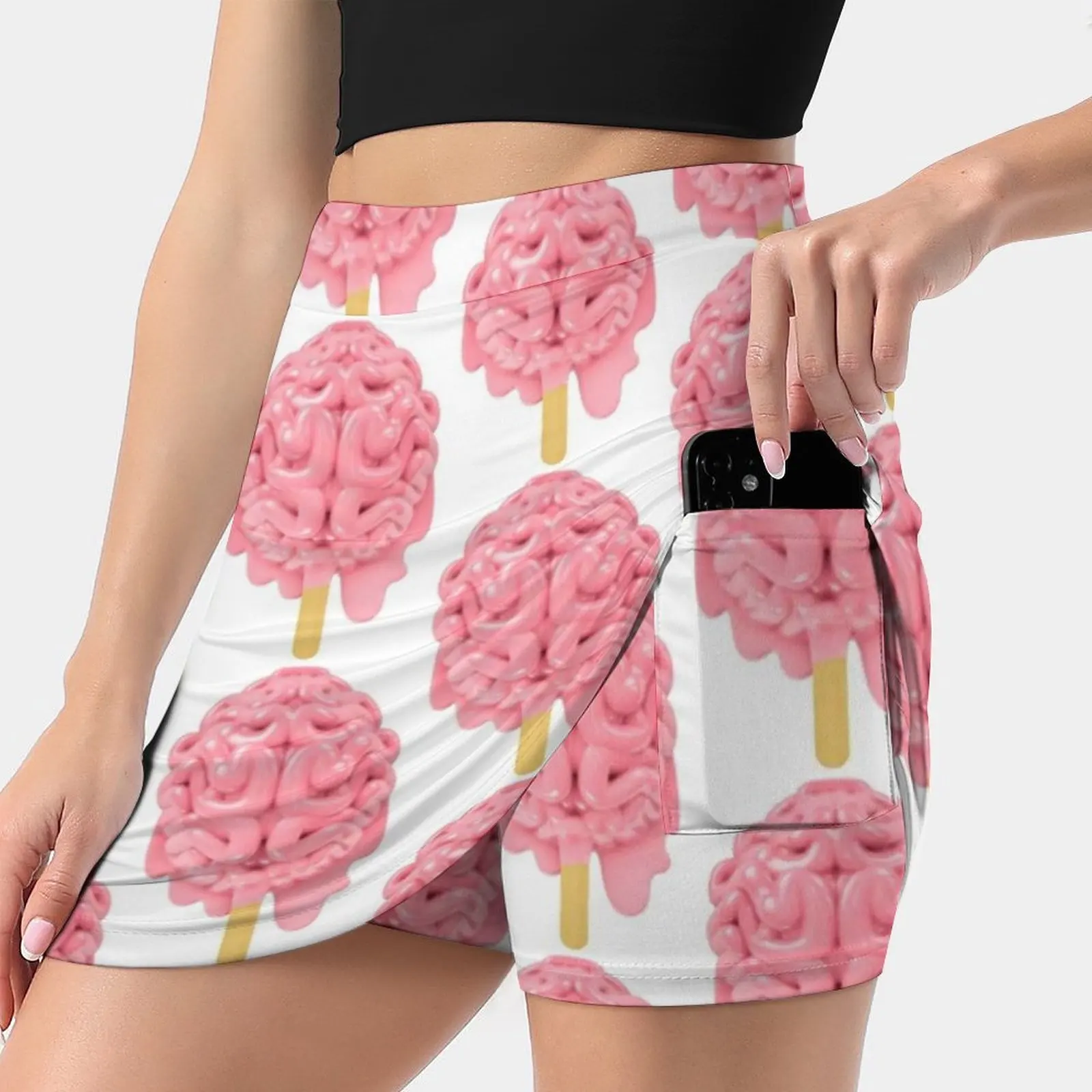 

Popsicle Brain Melting Women's skirt With Pocket Vintage Skirt Printing A Line Skirts Summer Clothes Brain Idea Mind