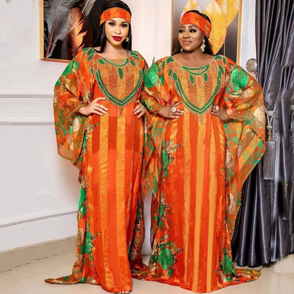 

2024 African National Dress Skirt Chiffon Hot Drill Digital Printing with The Inner Group ML103Q36