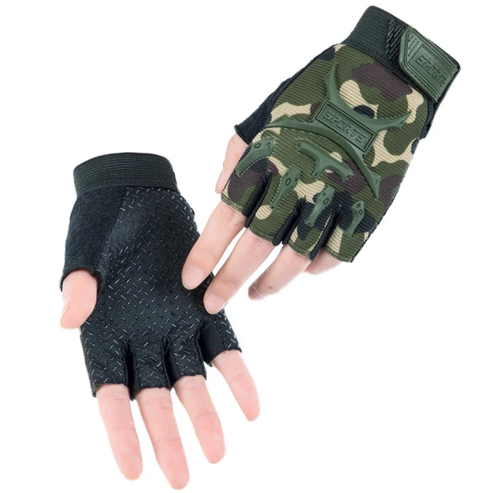1Pair Kids Tactical Fingerless Gloves Army Military Camo Anti-Skid Mittens Half Finger Boys Girls Children Outdoor Sport Cycling 4