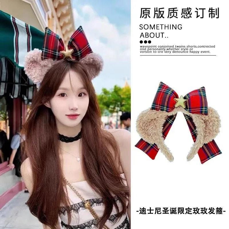 Disney Duffy Bow Headband Cute Kawaii Mickey Minnie Fashion Toys Sweet Heart Fashion Trend Headwear Christmas Gift