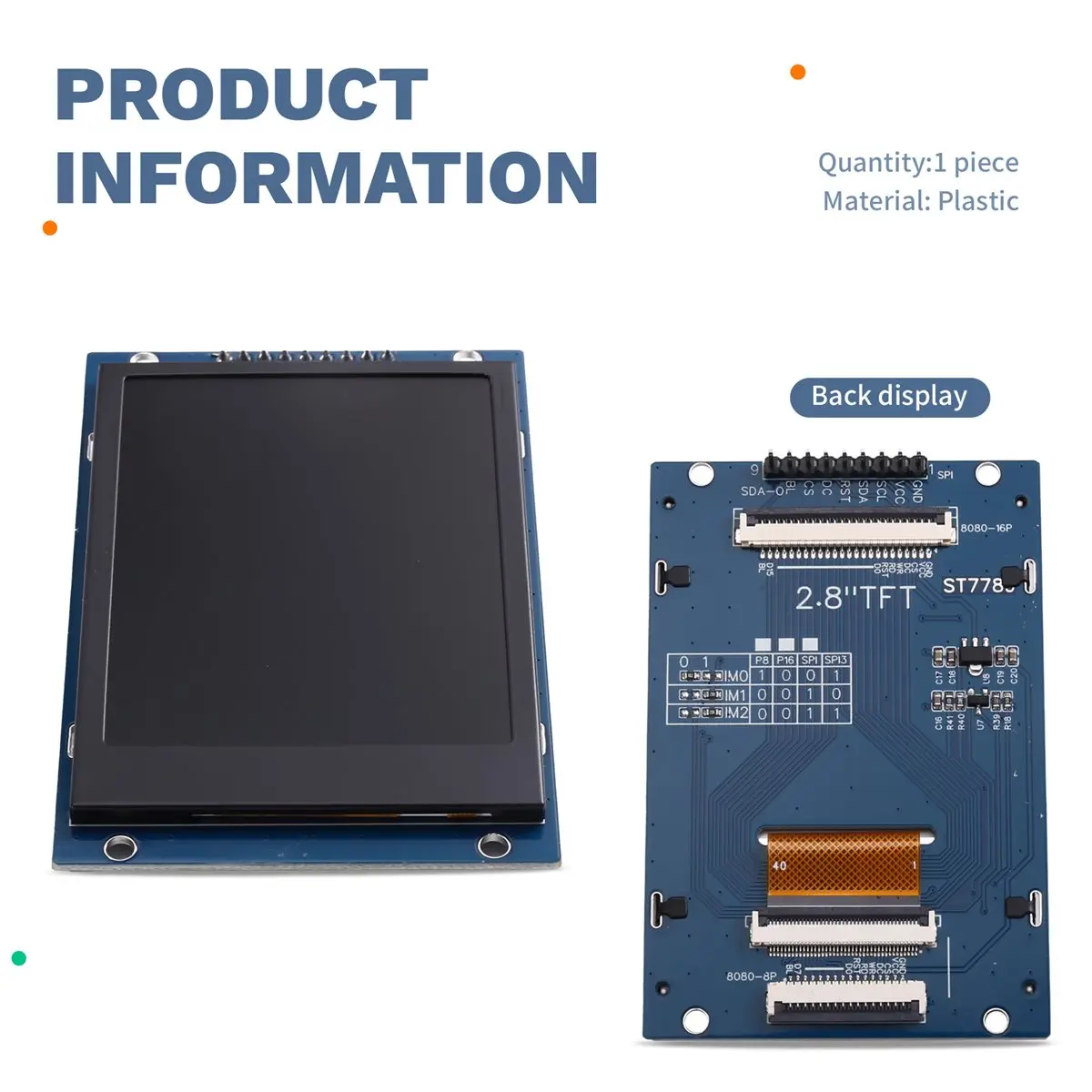 10F 전자 액세서리, 280x320 SPI TFT 직렬 포트 모듈 PCB 어댑터 ST7789 LCD 디스플레이(플라스틱)
