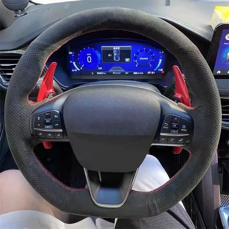 

Black Suede Leather Car Steering Wheel Cover For Ford Focus ST-Line Fiesta ST-Line 2018-2019 Focus ST 2019-2020 Fiesta ST 2019