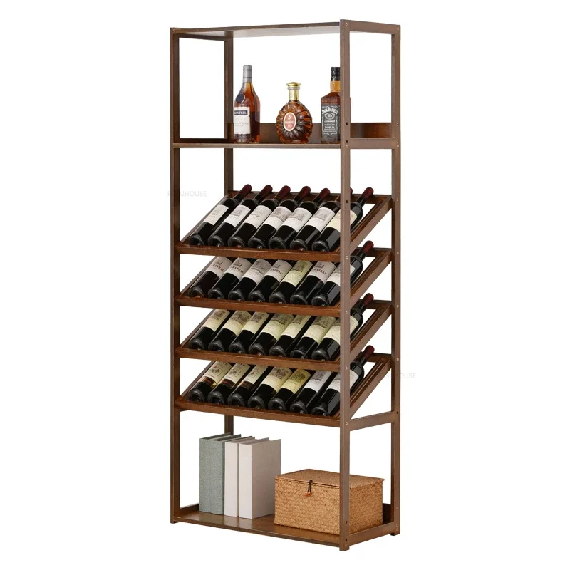 European Bar Wine Cabinets Modern Living Room Storage Display Cabinet Multi Layer Bamboo Wine Rack Meuble Bar Furniture