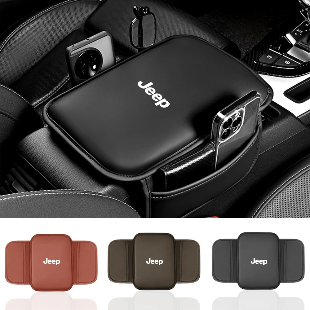 Car Center Console Armrest Pad Arm Rest Box Cover Protective Mat For Jeep Compass Renegade Grand Cherokee Wrangler JK Gladiator