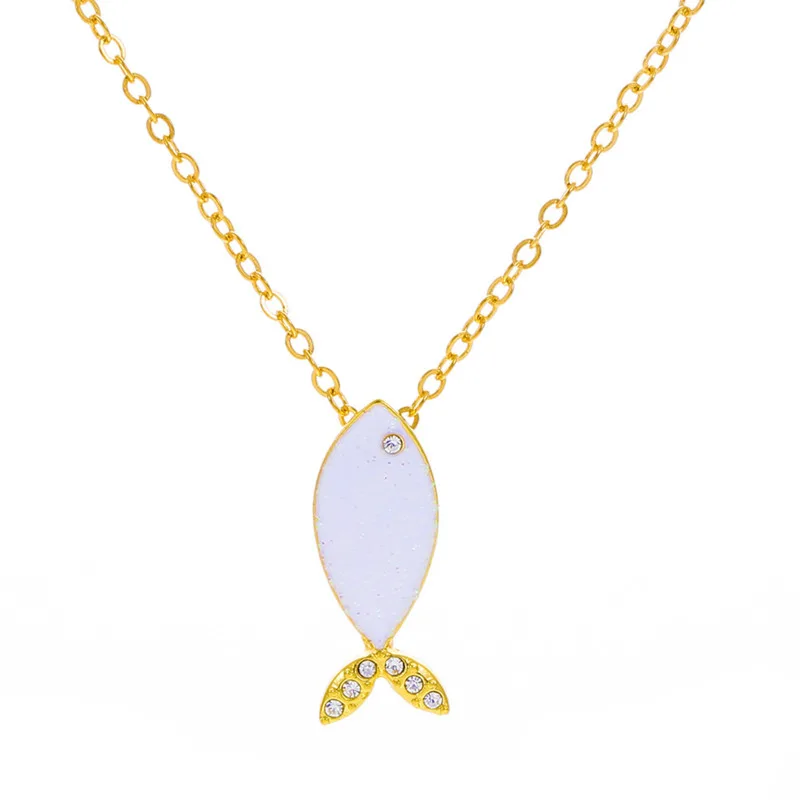 Women Necklace Ocean Tropical Fish Necklace Women Fashion Designer Rhinestone Fish Tail Collar Chain Animal Neck Chain Jewelry Accessories