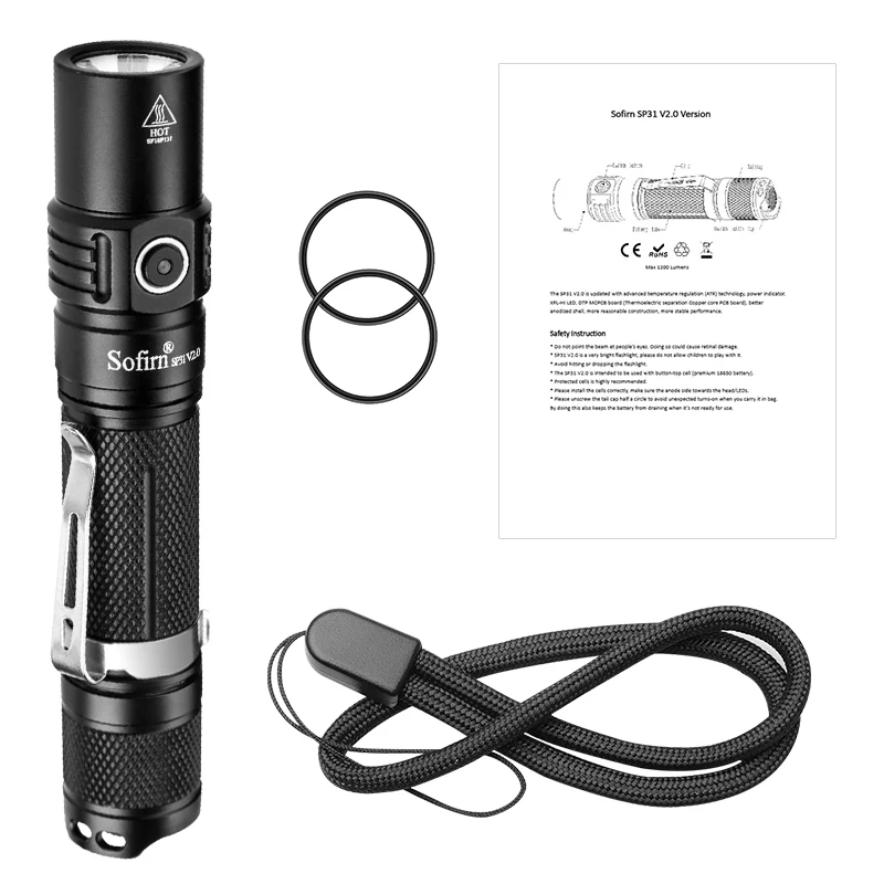 Comprar Sofirn C8T linterna LED táctica 18650 potente XPL HI alta potencia  1310lm lámpara de antorcha con 2 grupos de luz de bicicleta campamento caza