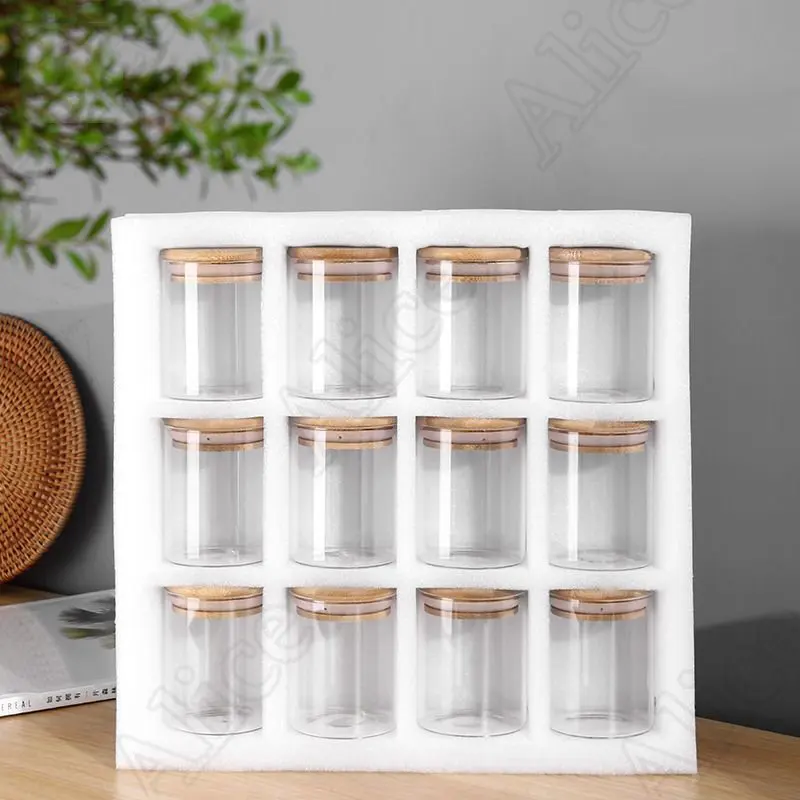 

Bamboo Lid Sealed Glass Jar, Kitchen Cereal Dispenser, Spice Jar, Heat Resistant, Moisture Resistant, Home Tea Jar, 180 Ml