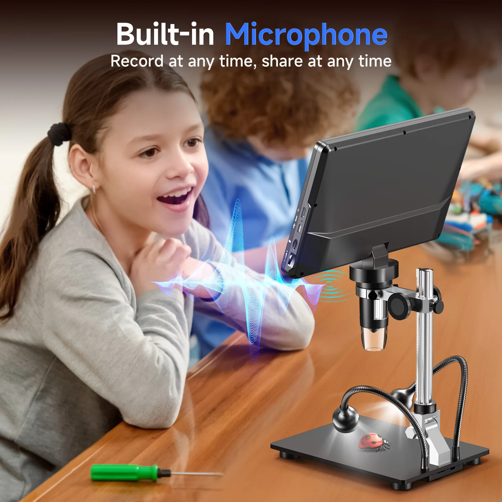 RIEVBCAU 10.1'' HDMI Digital Microscope 2000X Coin Microscope with 10 LEDs 20MP Soldering Microscope for Electronics,PCB, Repair 3
