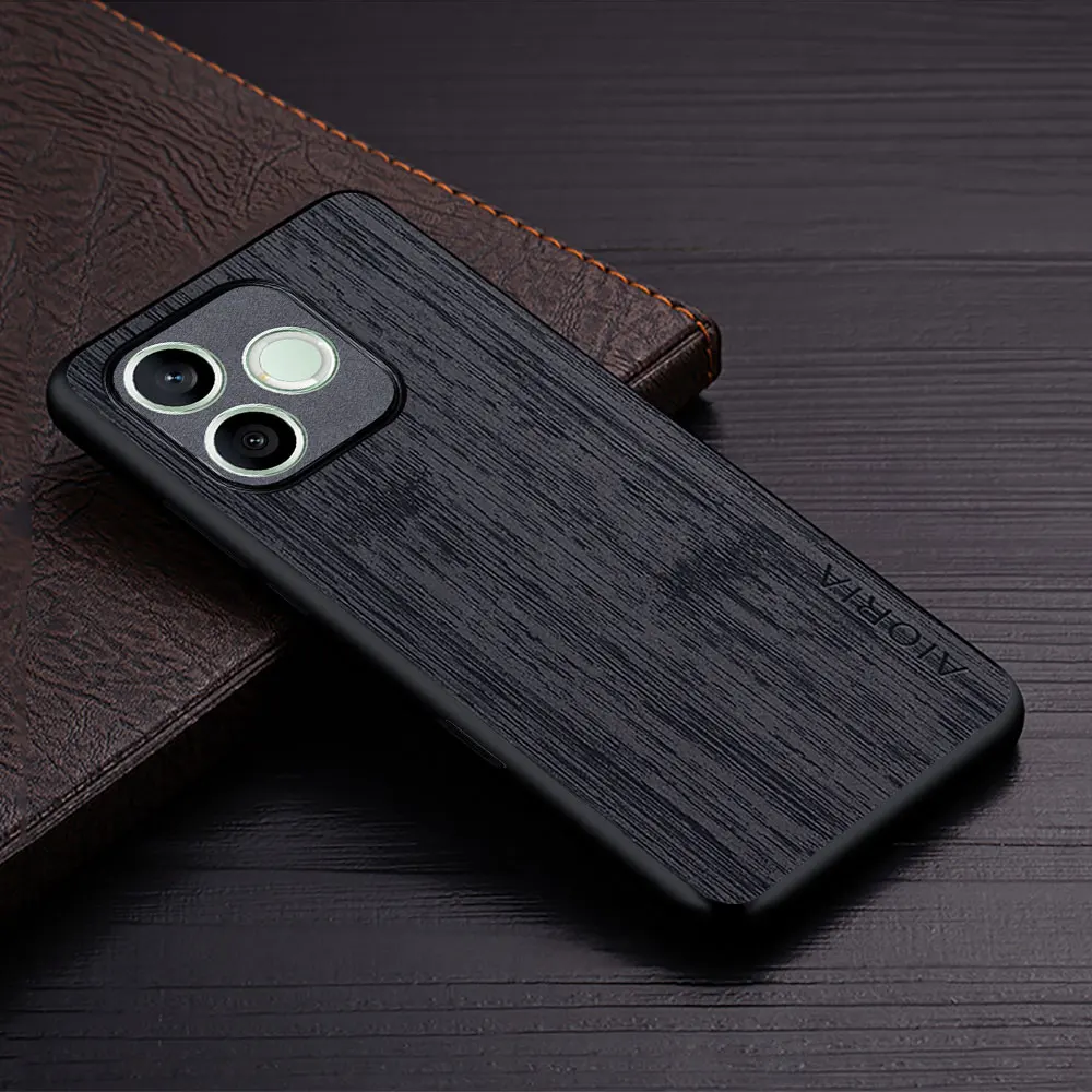 Luxury Bamboo Wood Pattern Leather Phone Case - Elegant Cover