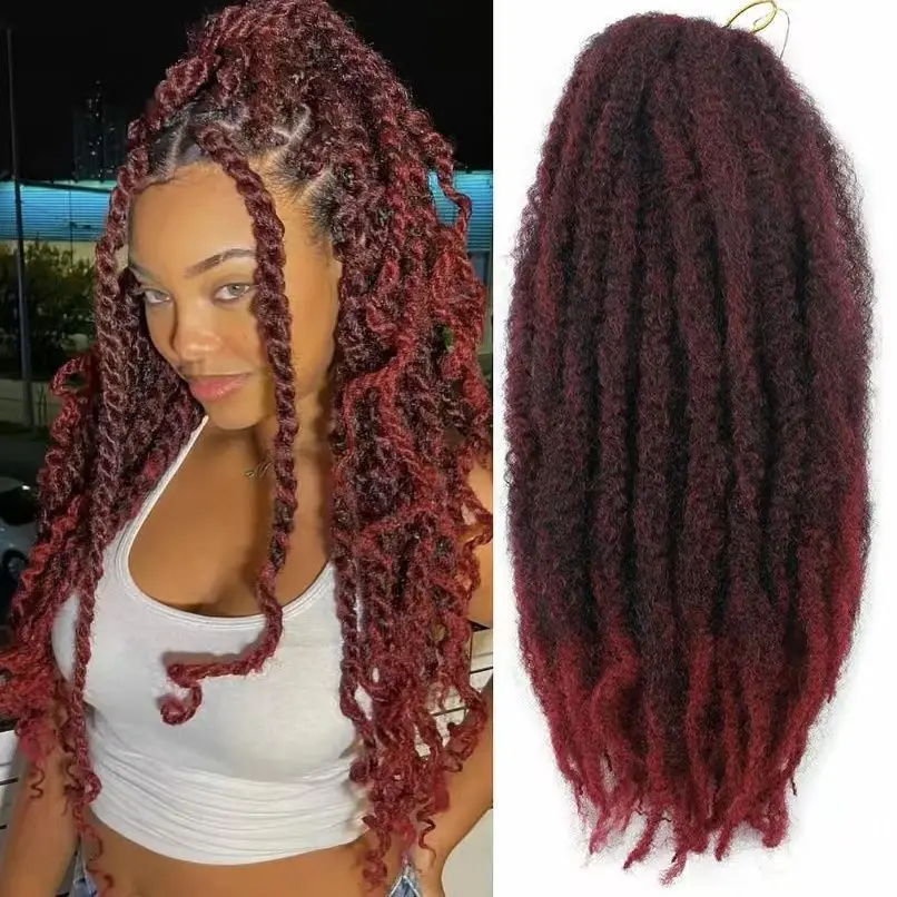 Afro Kinky Curly Marley Braids Synthetic Hair Extensions Curly Braids Jumbo Hair Braiding For Africa Women Hairpieces 8stands 3