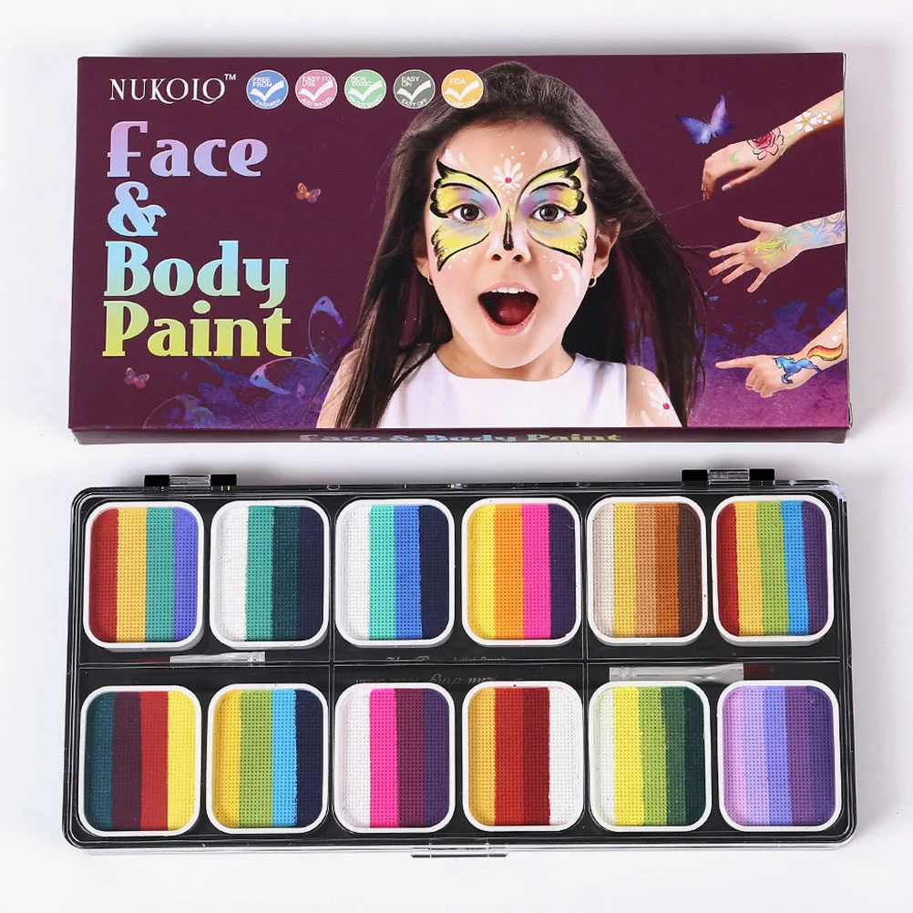 

Face Paint Kit Body Paint Kit Makeup Face Painting Body Pigment 12color Gradient Washable Painting MultiUse Safe Ingredient