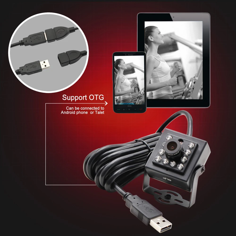 ELP 1080P 적외선 카메라 고속 100fps OV2710 UVC IR USB 카메라 야간 투시경 (IR LED 및 850nm IR 패스 필터 포함)